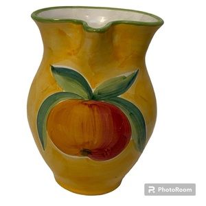 SOLIMENE VIETRI PITCHER YELLOW GREEN FRUIT HANDMADE HOME ITALY CERAMIC 42 oz